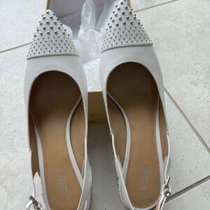New Michael Kors  Leather Mila  Slingback Low Block Heel  Size 9